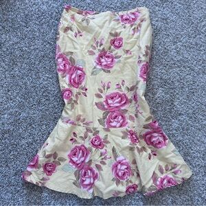 Vintage 90s Floral Cottagecore Aline long ruffle skirt